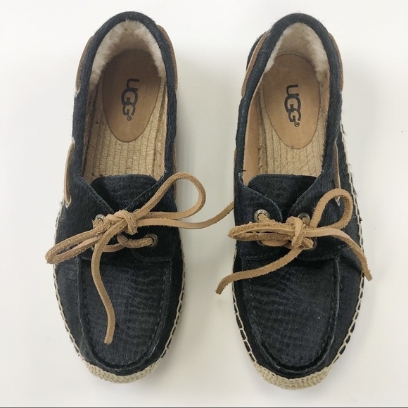 Ugg loafer black calf espadrille Size 7 - Picture 2 of 10
